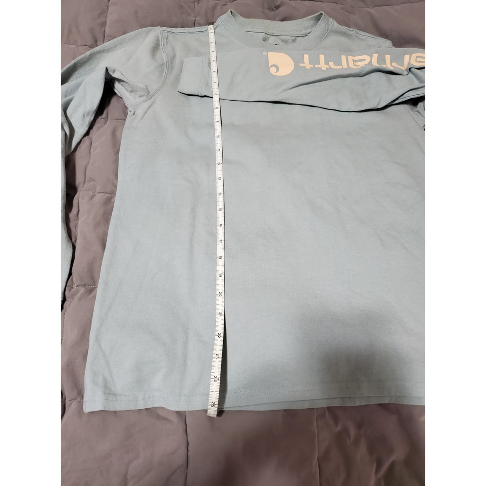 Carhartt Youth Long Sleeve Logo Shirt Blue Loose Fit Kids Size S 4/6 - Picture 5 of 11